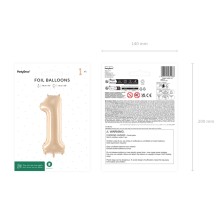 1 Balloon XL - Zahl 1 - Beige