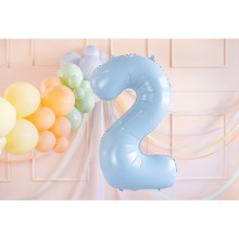 1 Balloon XL - Zahl 2 - Hellblau