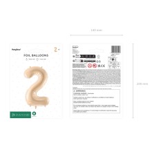 1 Balloon XL - Zahl 2 - Beige