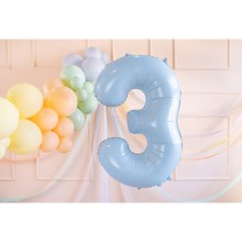 1 Balloon XL - Zahl 3 - Hellblau