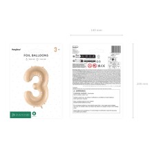 1 Balloon XL - Zahl 3 - Beige
