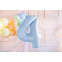 1 Balloon XL - Zahl 4 - Hellblau