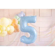 1 Balloon XL - Zahl 5 - Hellblau