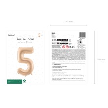 1 Balloon XL - Zahl 5 - Beige