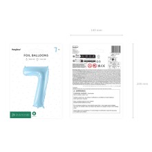 1 Balloon XL - Zahl 7 - Hellblau