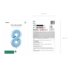 1 Balloon XL - Zahl 8 - Hellblau