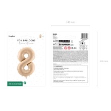 1 Balloon XL - Zahl 8 - Beige