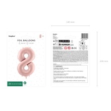 1 Balloon XL - Zahl 8 - Rosa