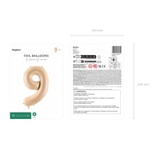 1 Balloon XL - Zahl 9 - Beige