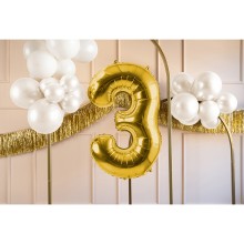1 Balloon XL - Zahl 3 - Gold