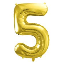 1 Balloon XL - Zahl 5 - Gold