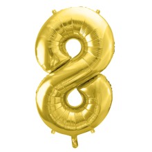 1 Balloon XL - Zahl 8 - Gold