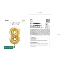 1 Balloon XL - Zahl 8 - Gold