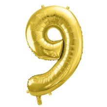 1 Balloon XL - Zahl 9 - Gold