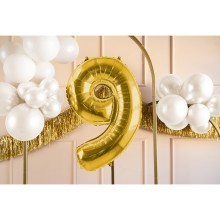 1 Balloon XL - Zahl 9 - Gold