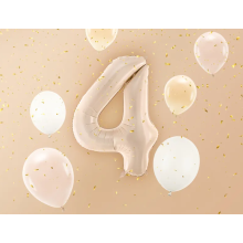 1 Balloon XL - Zahl 4 - Dunkelbeige