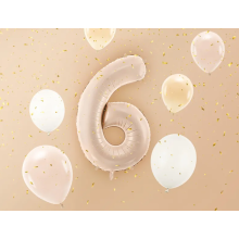 1 Balloon XL - Zahl 6 - Dunkelbeige