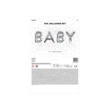 1 Ballon XXL - Schriftzug - BABY - Silber