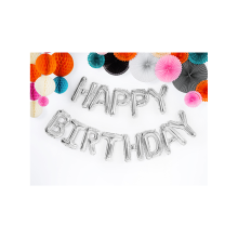 1 Ballon - Schriftzug - Happy Birthday - Silber