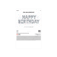 1 Ballon - Schriftzug - Happy Birthday - Silber