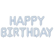 1 Ballon - Schriftzug - Happy Birthday - Hellblau