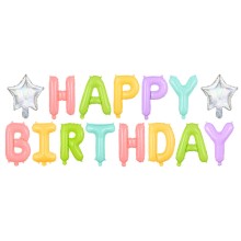 1 Ballon - Schriftzug - Happy Birthday - Bunt