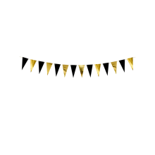 1 Wimpelgirlande - 2,15m - Gold & Schwarz