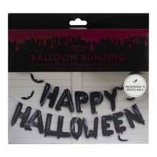 Balloon Bunting - Happy Halloween Black with Webs and Hanging Bats