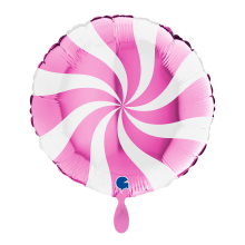 1 Balloon - Swirly - White-Fuxia