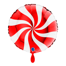 1 Balloon - Swirly - White-Red
