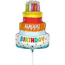 10 Miniballoons Airfilled - Birthday Cake (Unverpackt)