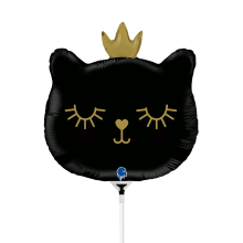10 Miniballoons Airfilled - Cat Princess - Black (Unverpackt)