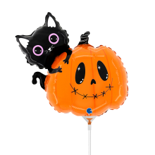 10 Miniballoons Airfilled - Cat & The Pumpkin (Unverpackt)
