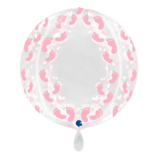 1 Balloon 4D XXL - Globe - Transparent Pink Footprint