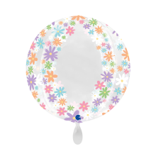 1 Balloon 4D XXL - Globe - Transparent Colorful Daisies