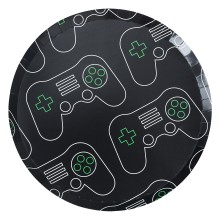 8 Eco Paper Plate - Gaming Print - Black
