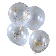 5 Balloons - Confetti Balloon - 12" - Gold Glitter