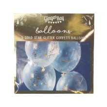 5 Balloons - Confetti Balloon - 12" - Gold Glitter