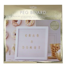 1 Peg Board - White with Gold Letters