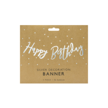 1 Bannergirlande - Happy Birthday - Silber