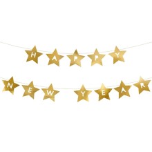 1 Bannergirlande - Gold Stars HNY