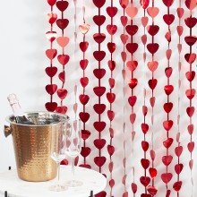 1 Backdrop - Red Heart Fringe Curtain