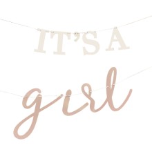 1 Eco Bunting - It`s A Girl - White & Blush
