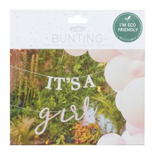 1 Eco Bunting - It`s A Girl - White & Blush