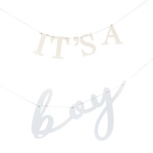 1 Eco Bunting - It`s A Boy - White & Blue
