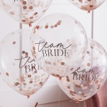 5 Confetti `Team Bride` balloons