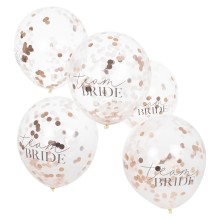 5 Confetti `Team Bride` balloons