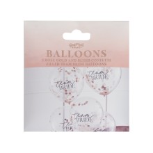 5 Confetti `Team Bride` balloons