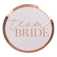 8 Rose Gold `Team Bride` & blush plate