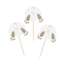 6 Cupcake Toppers - Bunny Tails